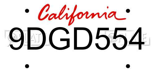 9DGD554 California License Plate