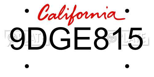 9DGE815 California License Plate