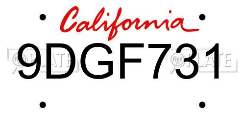 9DGF731 California License Plate