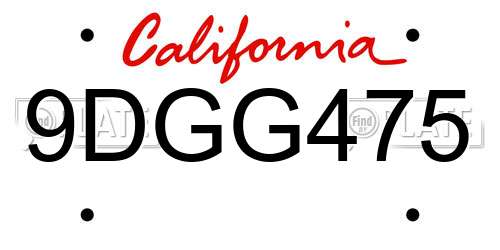9DGG475 California License Plate
