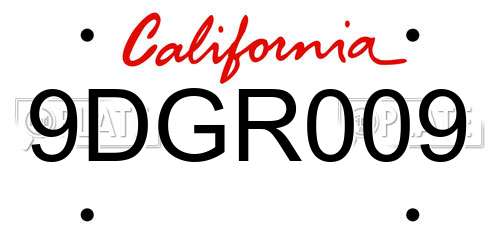 9DGR009 California License Plate
