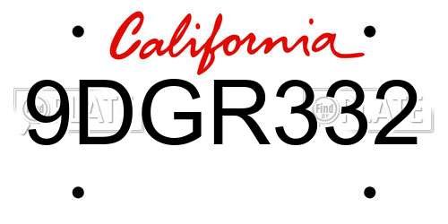 9DGR332 California License Plate