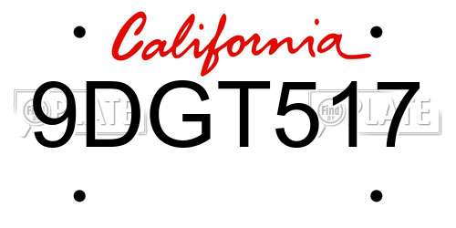 9DGT517 California License Plate
