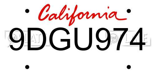 9DGU974 California License Plate