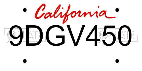 9DGV450 California License Plate