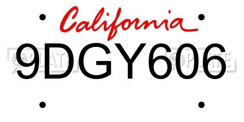 9DGY606 California License Plate