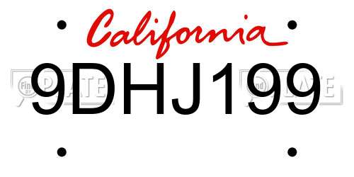 9DHJ199 California License Plate