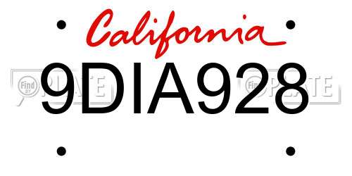 9DIA928 California License Plate
