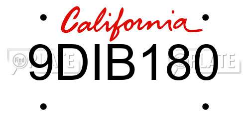 9DIB180 California License Plate