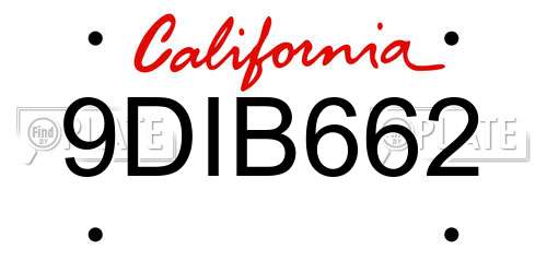 9DIB662 California License Plate