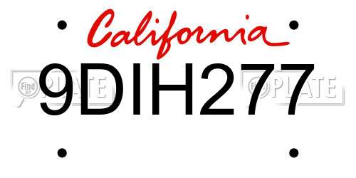9DIH277 California License Plate