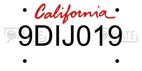 9DIJ019 California License Plate