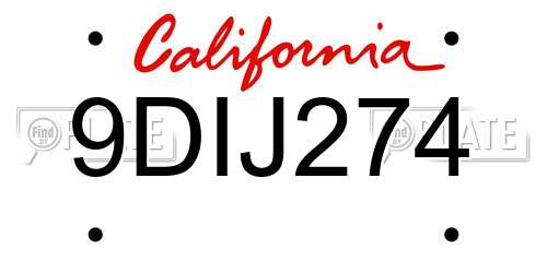 9DIJ274 California License Plate