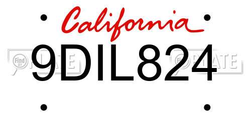 9DIL824 California License Plate
