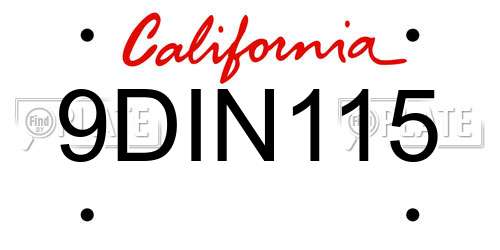 9DIN115 California License Plate