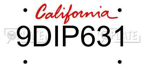 9DIP631 California License Plate