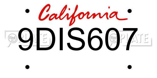 9DIS607 California License Plate