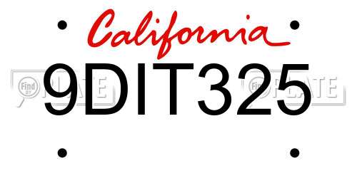 9DIT325 California License Plate