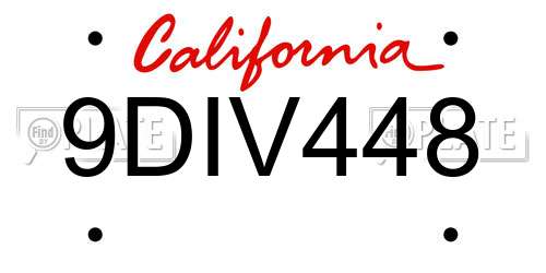 9DIV448 California License Plate