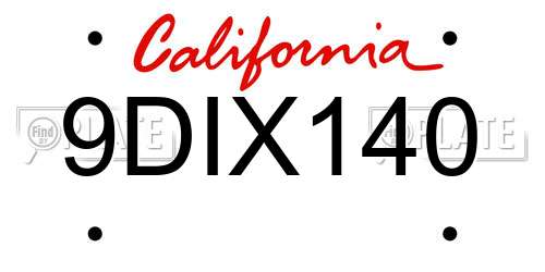 9DIX140 California License Plate