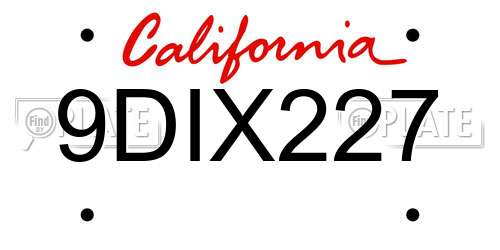 9DIX227 California License Plate