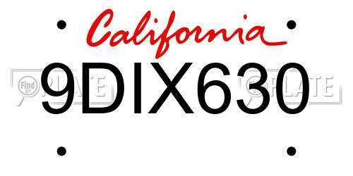 9DIX630 California License Plate