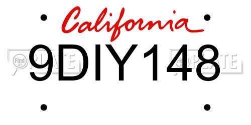 9DIY148 California License Plate