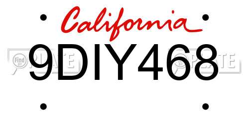 9DIY468 California License Plate