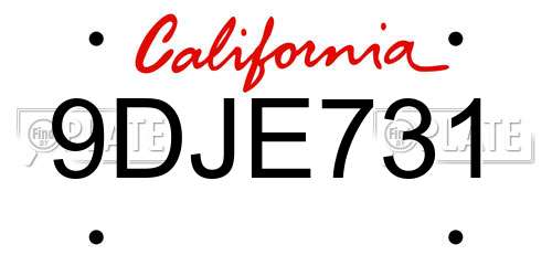 9DJE731 California License Plate