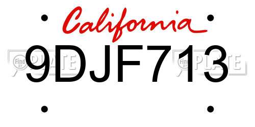9DJF713 California License Plate
