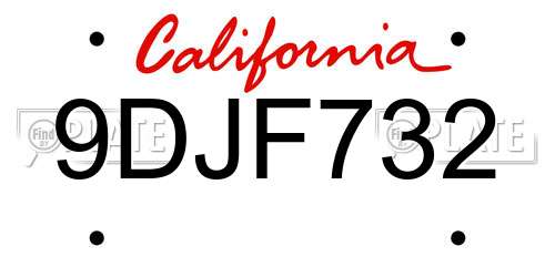 9DJF732 California License Plate
