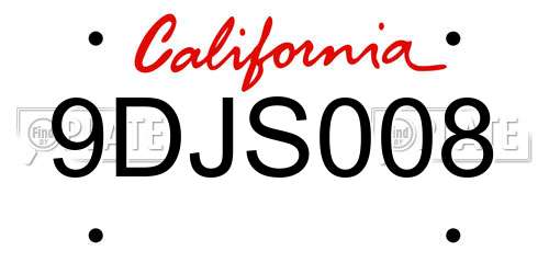 9DJS008 California License Plate