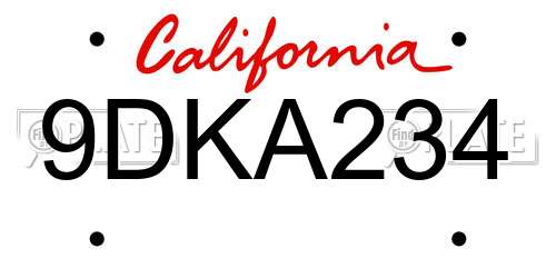 9DKA234 California License Plate
