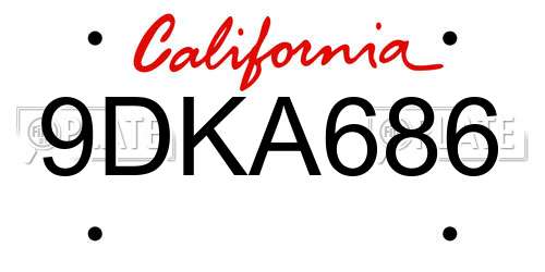 9DKA686 California License Plate