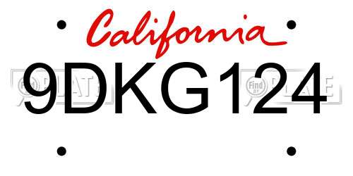 9DKG124 California License Plate