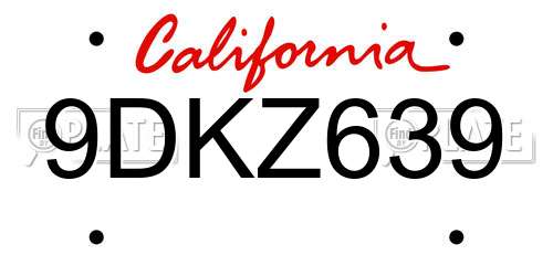 9DKZ639 California License Plate