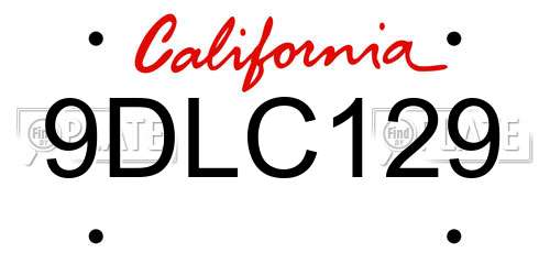 9DLC129 California License Plate