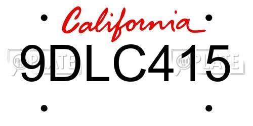 9DLC415 California License Plate