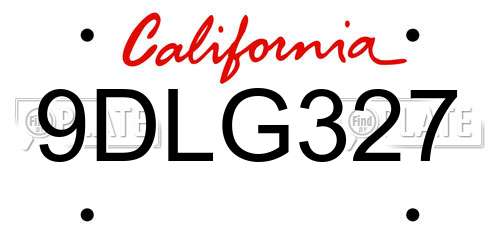 9DLG327 California License Plate