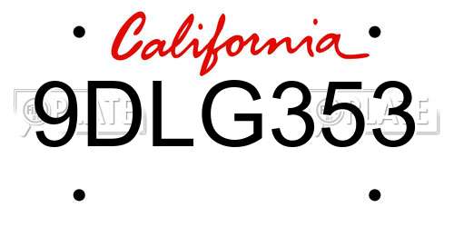 9DLG353 California License Plate