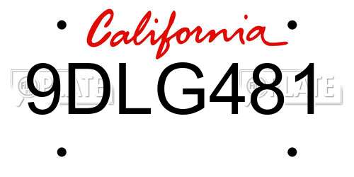 9DLG481 California License Plate
