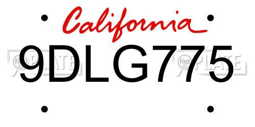 9DLG775 California License Plate