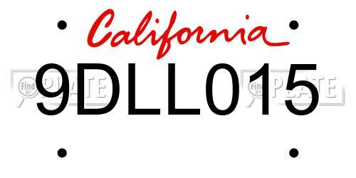 9DLL015 California License Plate