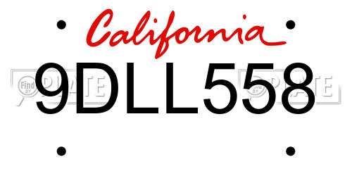 9DLL558 California License Plate