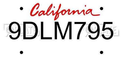 9DLM795 California License Plate