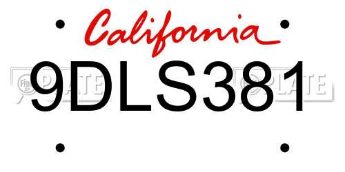 9DLS381 California License Plate