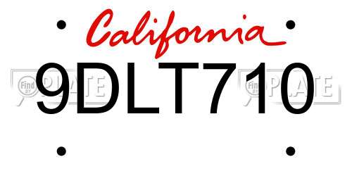 9DLT710 California License Plate