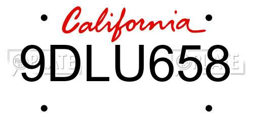 9DLU658 California License Plate