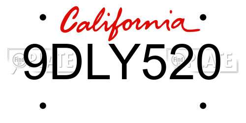 9DLY520 California License Plate