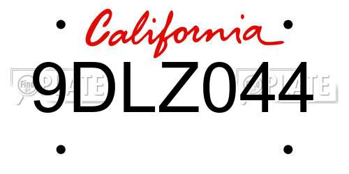9DLZ044 California License Plate